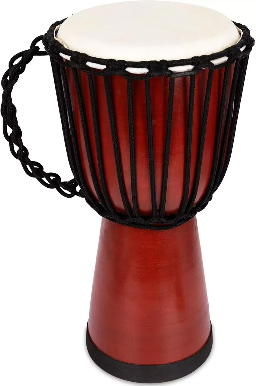 16 Inch Wooden Djembe Drum Set with Sticks Rustic Brown Wood African Drum