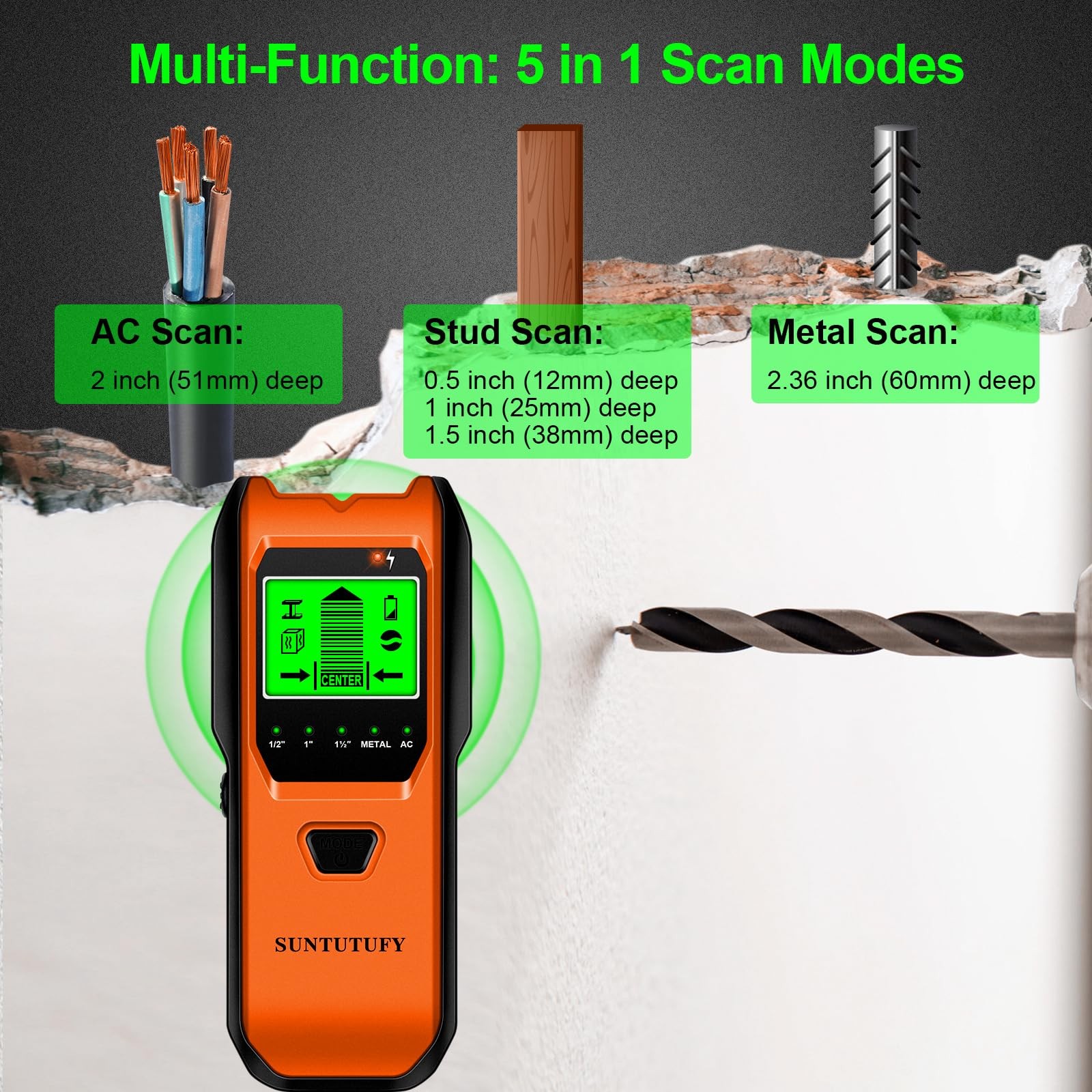 Stud Finder Wall Scanner - 5 in 1 Electronic Stud Detector with Upgraded Smar...