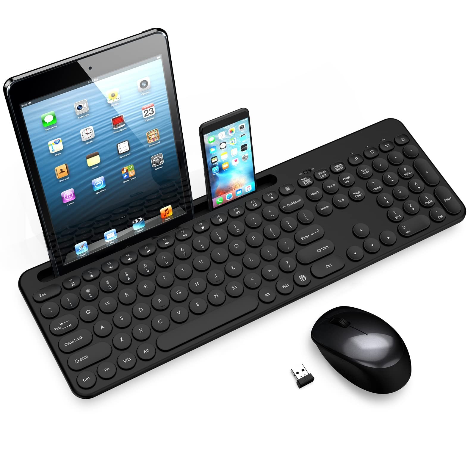 LeadsaiL Wireless Keyboard and Mouse, Full-Sized Ergonomic Computer Keyboard ...