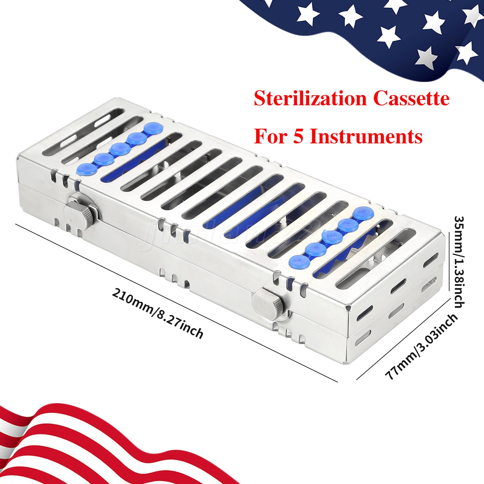 Stainless Sterilization Cassette Rack Box For 5 Surgical Dental Instruments