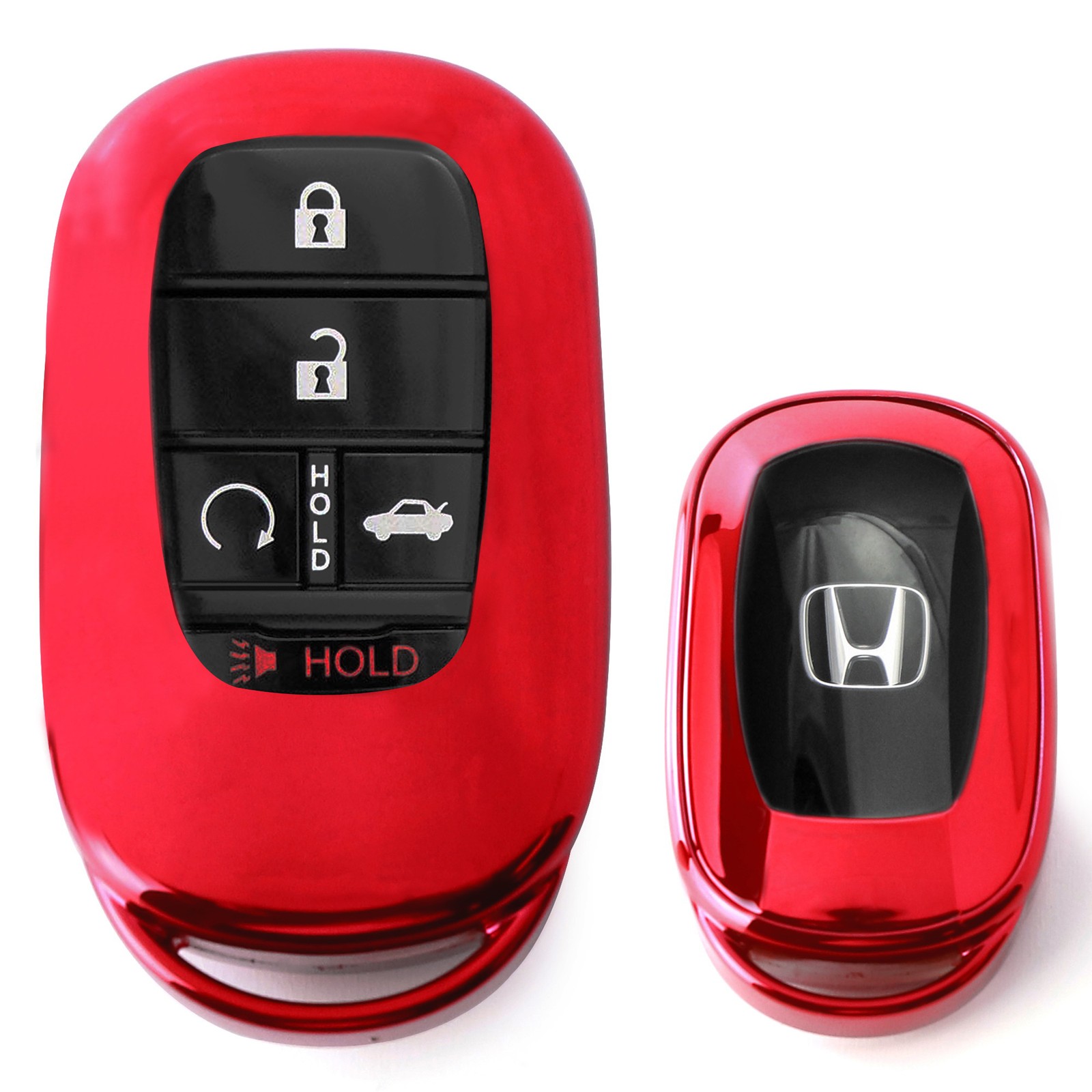 Red Front/Back Full Coverage TPU Key Fob Case For 22+ Honda Accord Civic CRV HRV