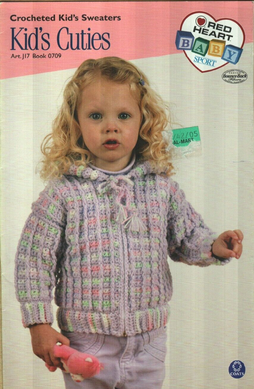 KID'S CUTIES 3 SWEATERS 4 CHILD SIZES DIGEST SIZE CROCHET PATTERN LEAFLET