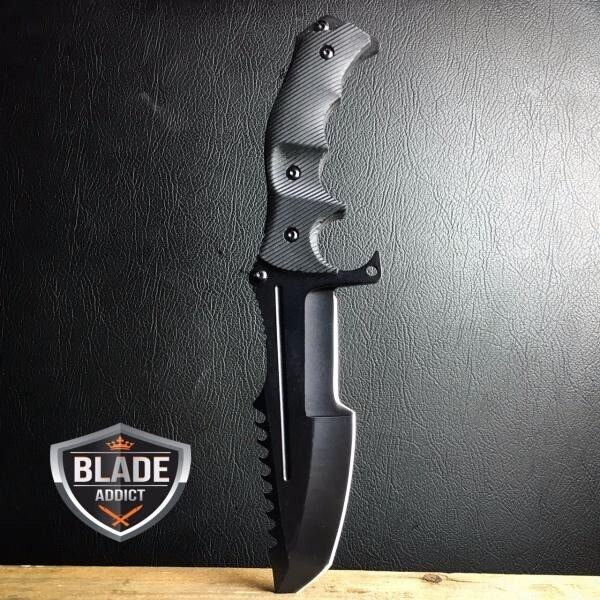 COUNTER-STRIKE CSGO BLACK HUNTSMAN KNIFE Hunting Bowie Survival CS:GO BLADE NEW