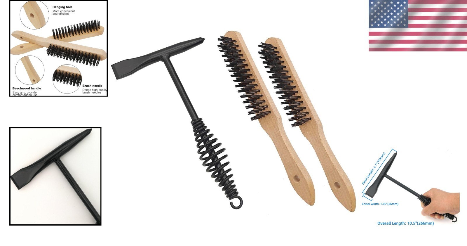 Professional Welding Chipping Hammer with 6.1" Chisel & Shock Absorbing Handle