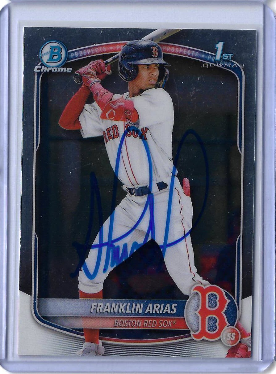 Franklin Arias Autographed 2025 Bowman Chrome BCP67 Rookie Card PROVA WITNESSED