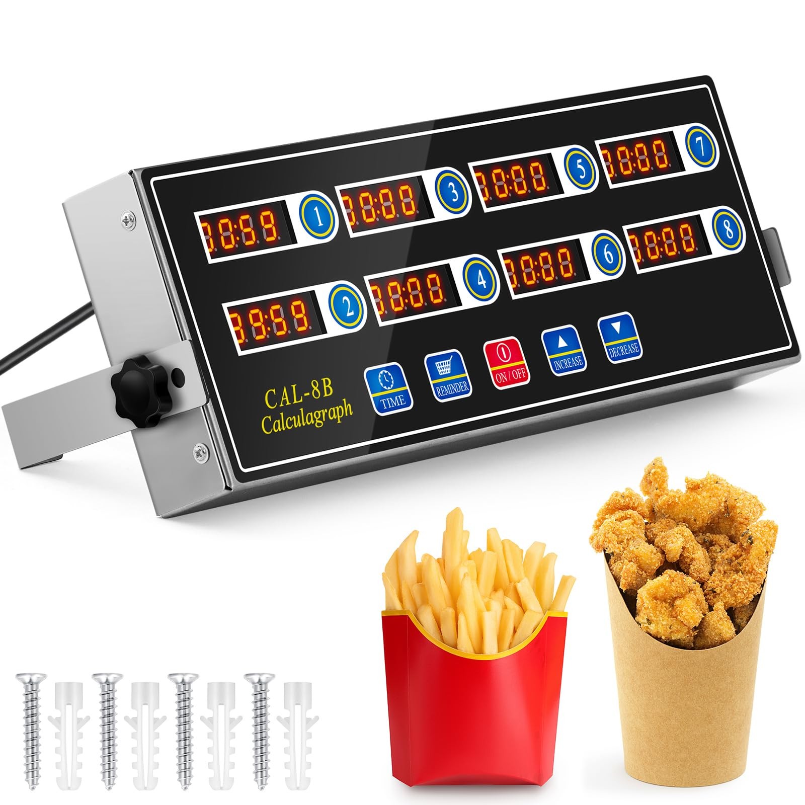 1 Pack Commercial 8 Channel Digital Kitchen Timer, Multi-Countdown Timer with...