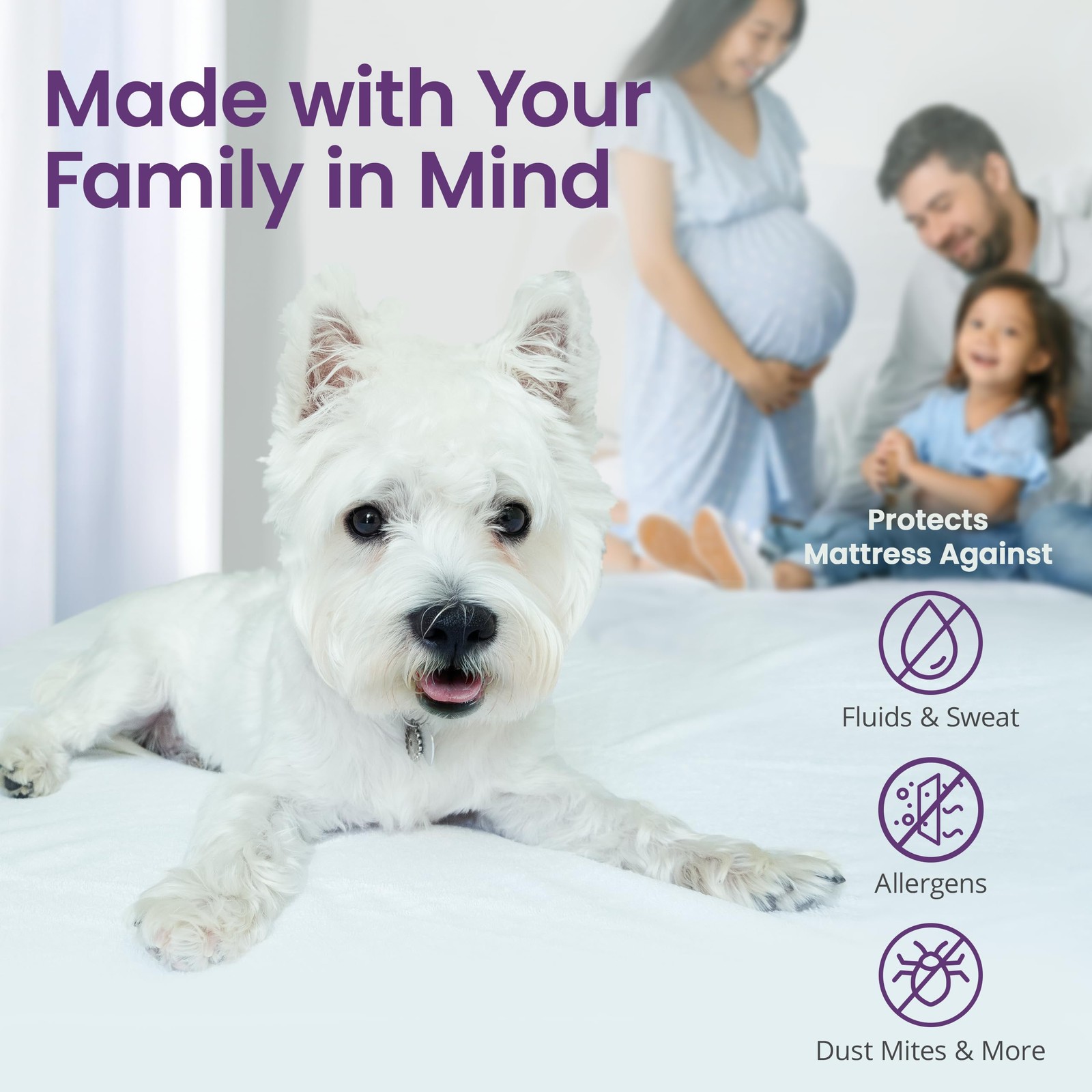 SafeRest CloudGuard - Full Size Hybrid Mattress Protector & Pad Full, White