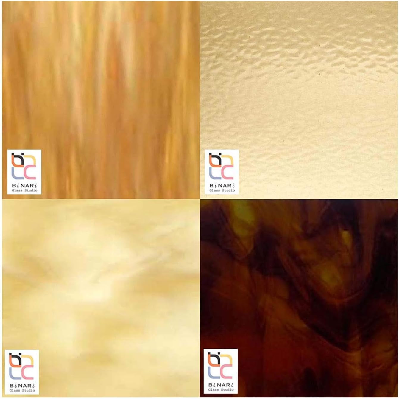 Wissmach 4 Sheet Amber Variety Stained Glass and Mosaic Glass (8"X6") by