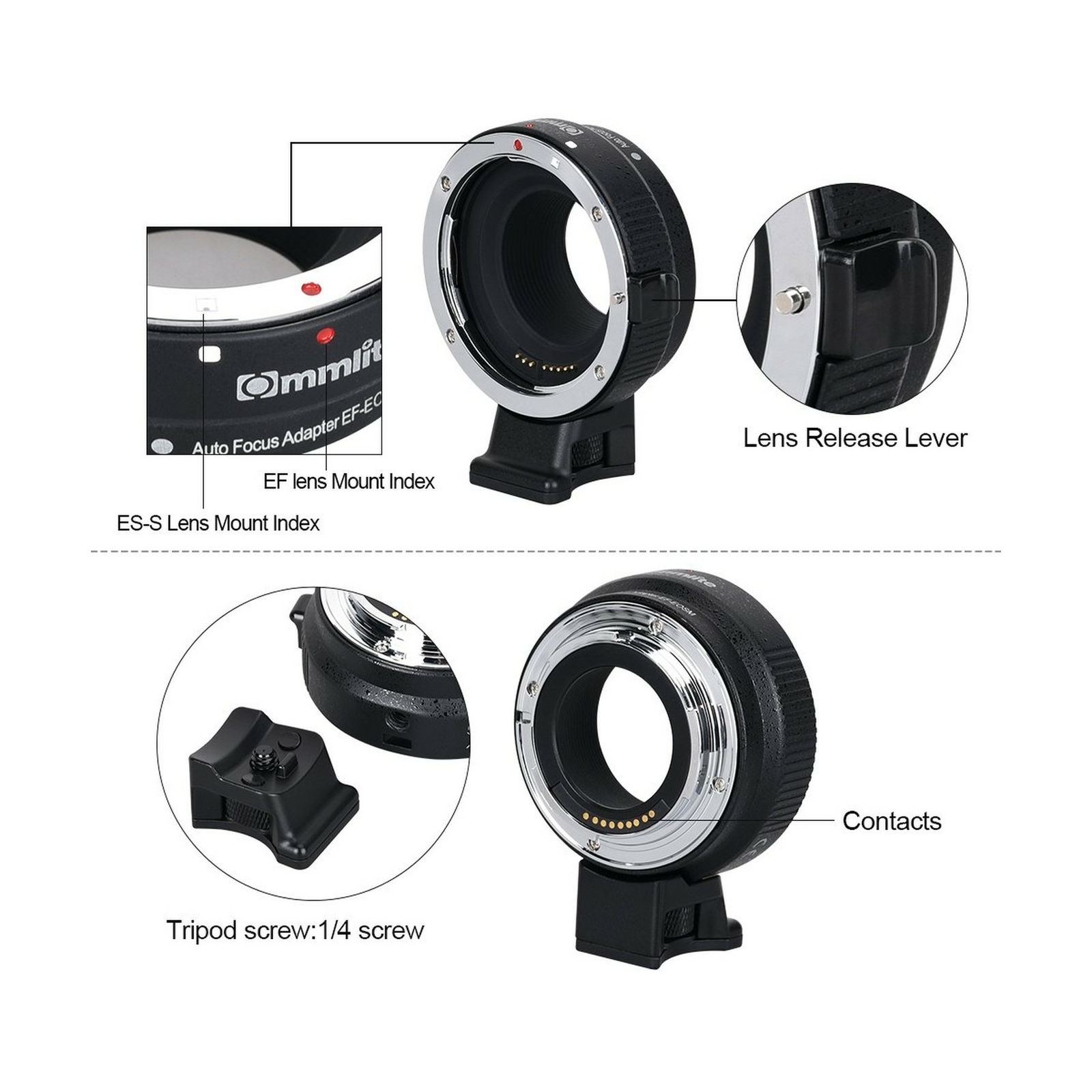Commlite cm-EF-EOS M Auto-Focus Lens Mount Adapter for EF/EF-S Lens to Canon ...