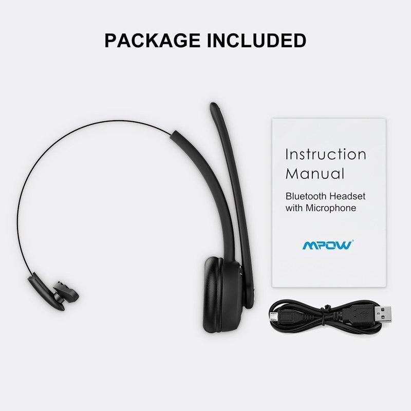 Mpow Trucker Bluetooth 5.3 Headset Wireless Headphones Over Head Earpiece Driver
