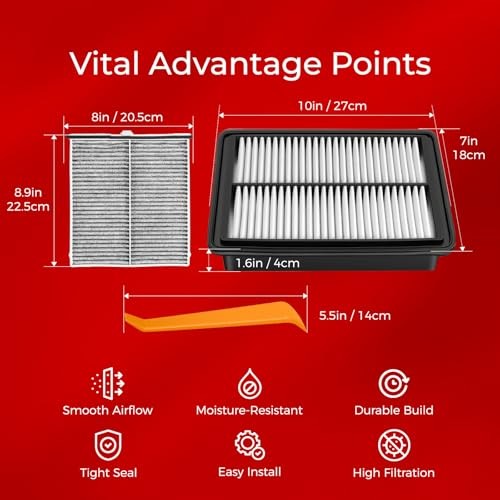 Engine & Cabin Air Filter Kit Compatible with 2014-2018 Mazda 3, 2014-2021