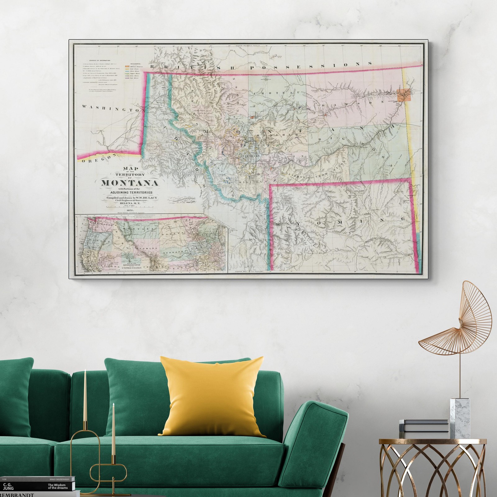 1872 De Lacy Map of Montana Territory – Settlements & Western Expansion