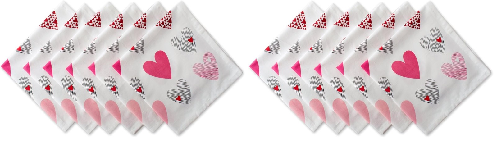 DII Valentine's Day Collection Napkin Set 20x20 Hearts Collage 6 Piece Pack of 2