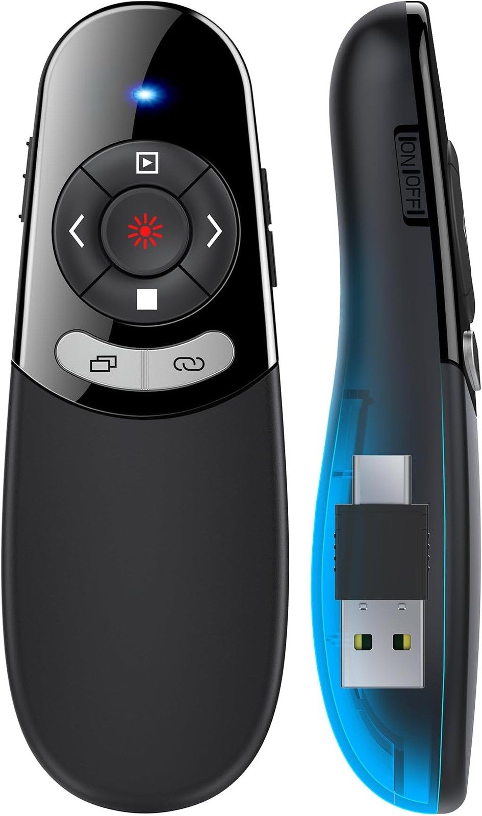 2 in 1 Type C USB Presentation Clicker，Wireless Presenter Remote PowerPoint C...