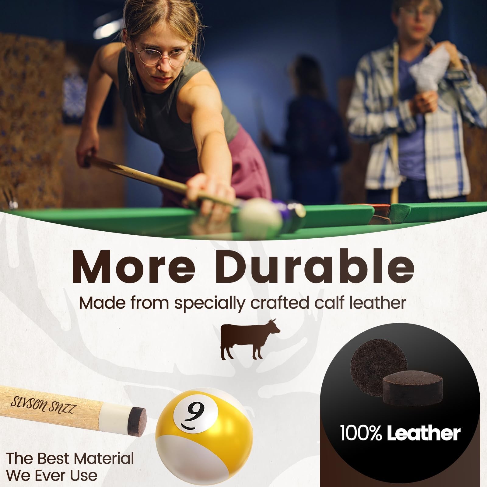 Billiard CUE Tips 13MM BROWN