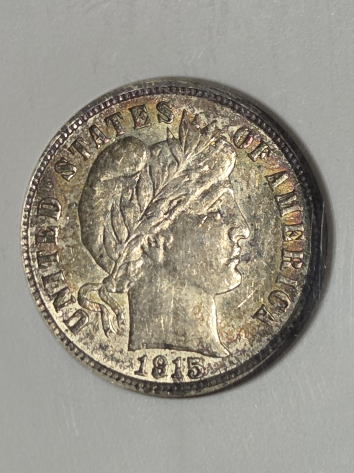1915 Barber Dime 10c ANACS AU55 Toned "Soapbox" #1236885