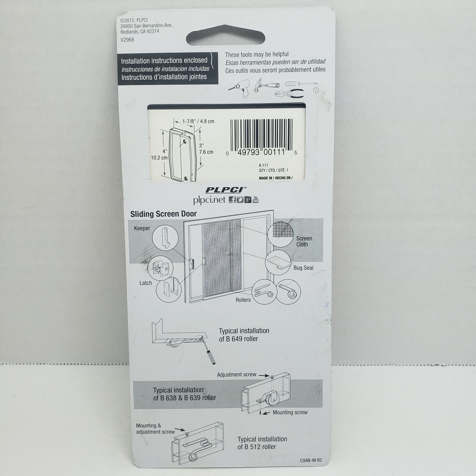 Prime Line Sliding Screen Door Pull Black # A-111