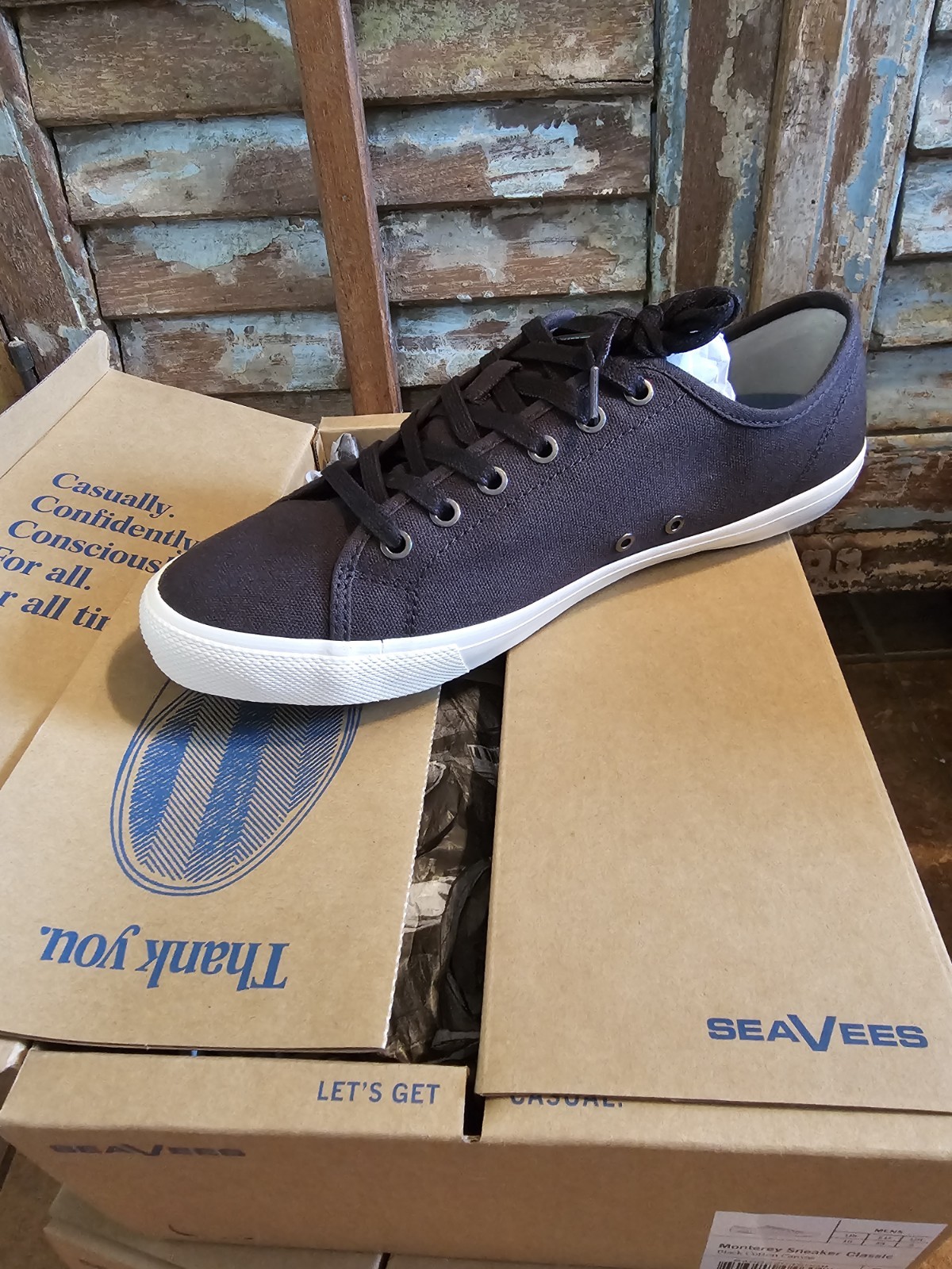 SEAVEES Men's Monterey Sneakers Classic Tennis Shoes Blk. Canvas Sz 10