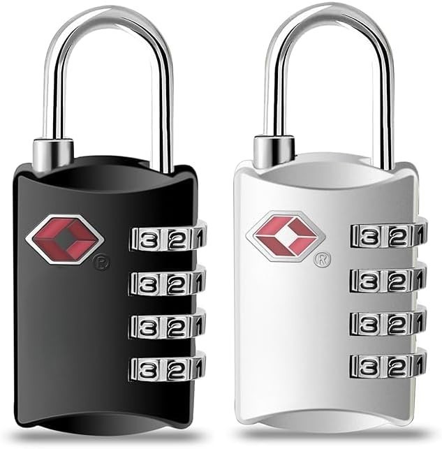 Black and Silver 4 Digit Combination Padlocks,Resettable Security Locks pack 2