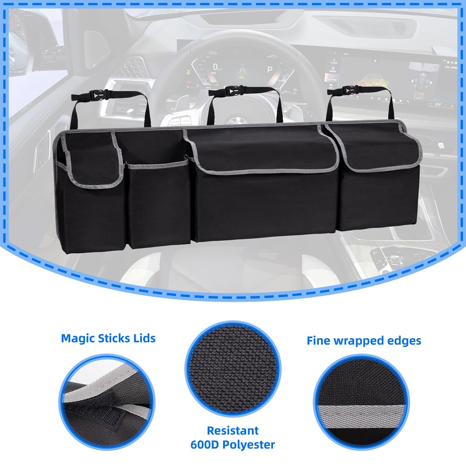 Car Trunk Organizer, Foldable SUV/MPV/Truck Storage Solution, Trunk Storage,