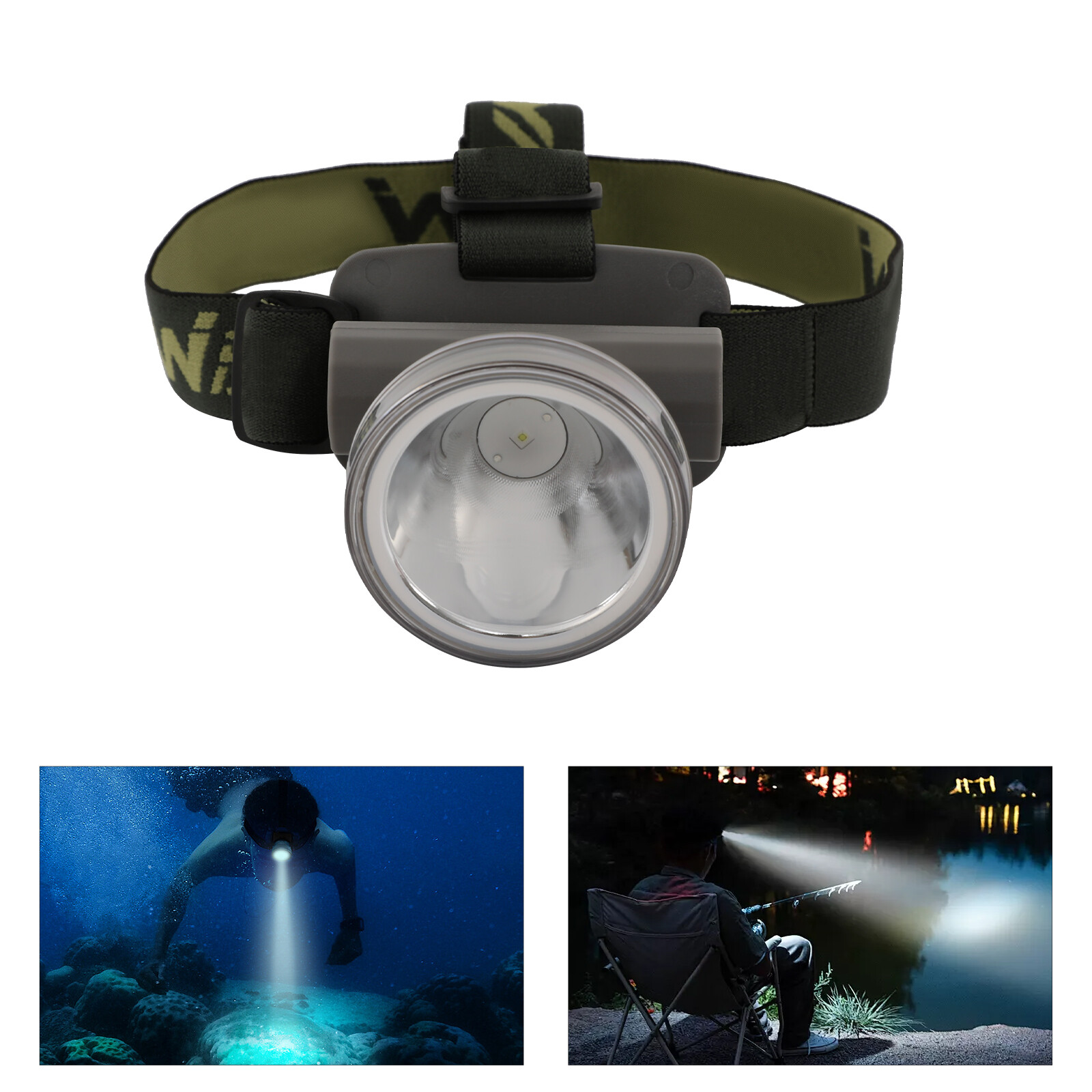 LED Head-mounted Diving Lamp Rechargeable Diving Headlamp Diving Light 90° 5W