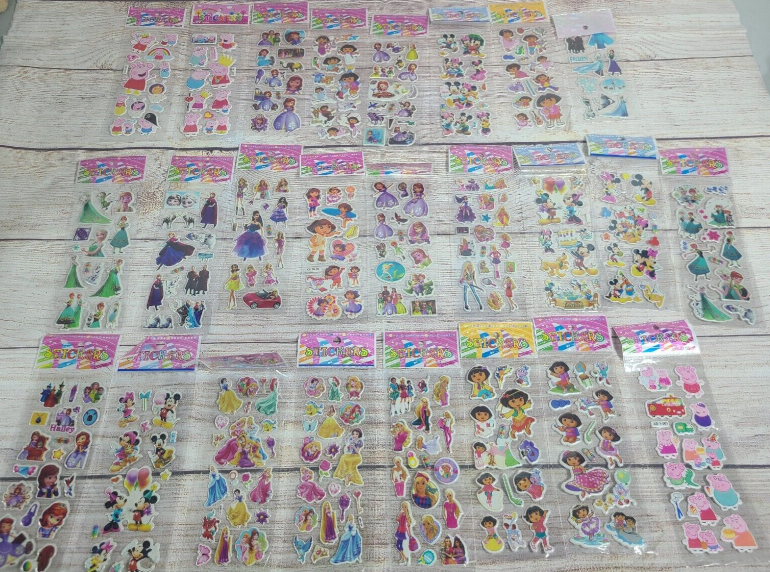 Sticker Lot of 25 Peppa Pig Dora Frozen Sofia the First Barbie Mickey and Minnie