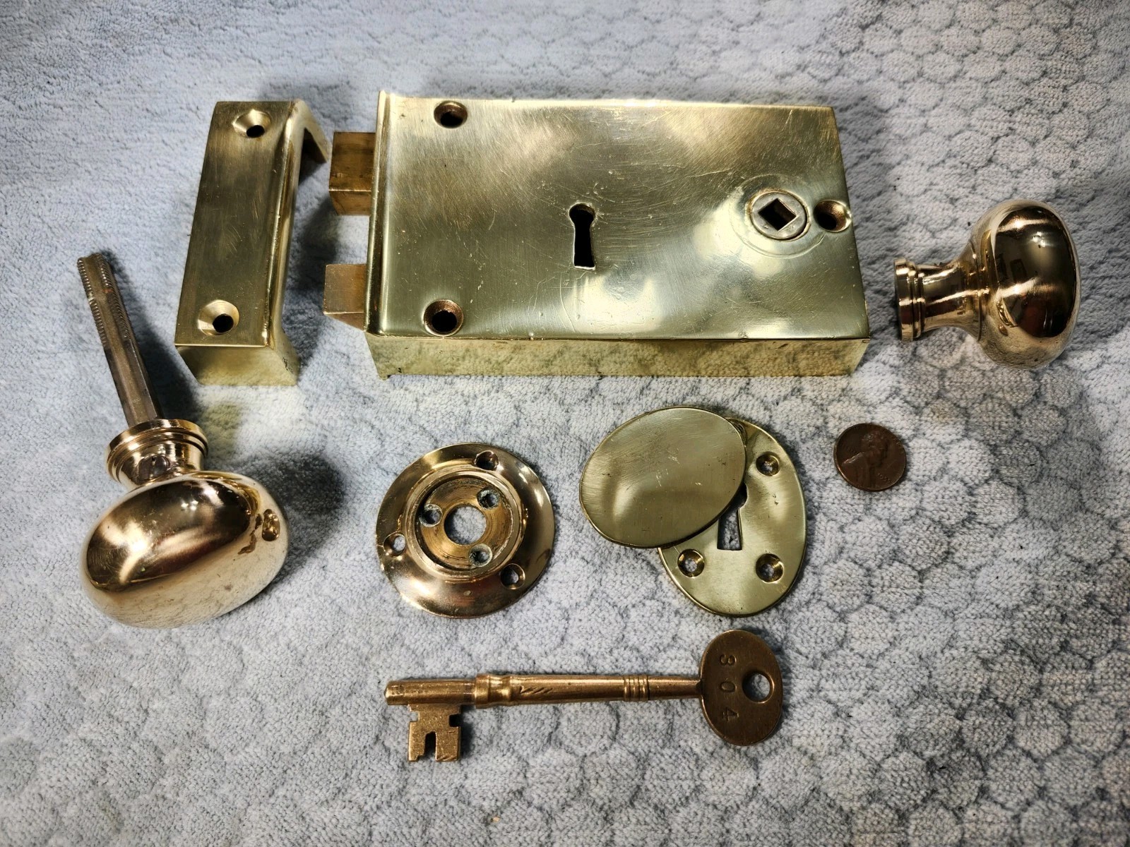 Brass Rim Lock Colonial Revival Russwin LH