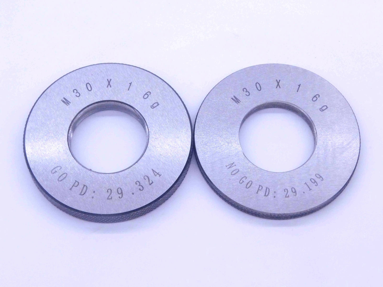 NEW M30 X 1 6g SOLID THREAD RING GAGES 30 1.0 GO NO GO P.D.'S = 29.324 & 29.199