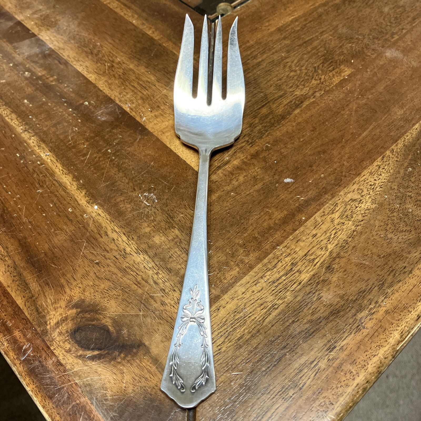 TURN OF CENTURY ANTIQUE YOUREX SILVERPLATED MARJO-NELL COLD MEAT🥓 SERVING FORK