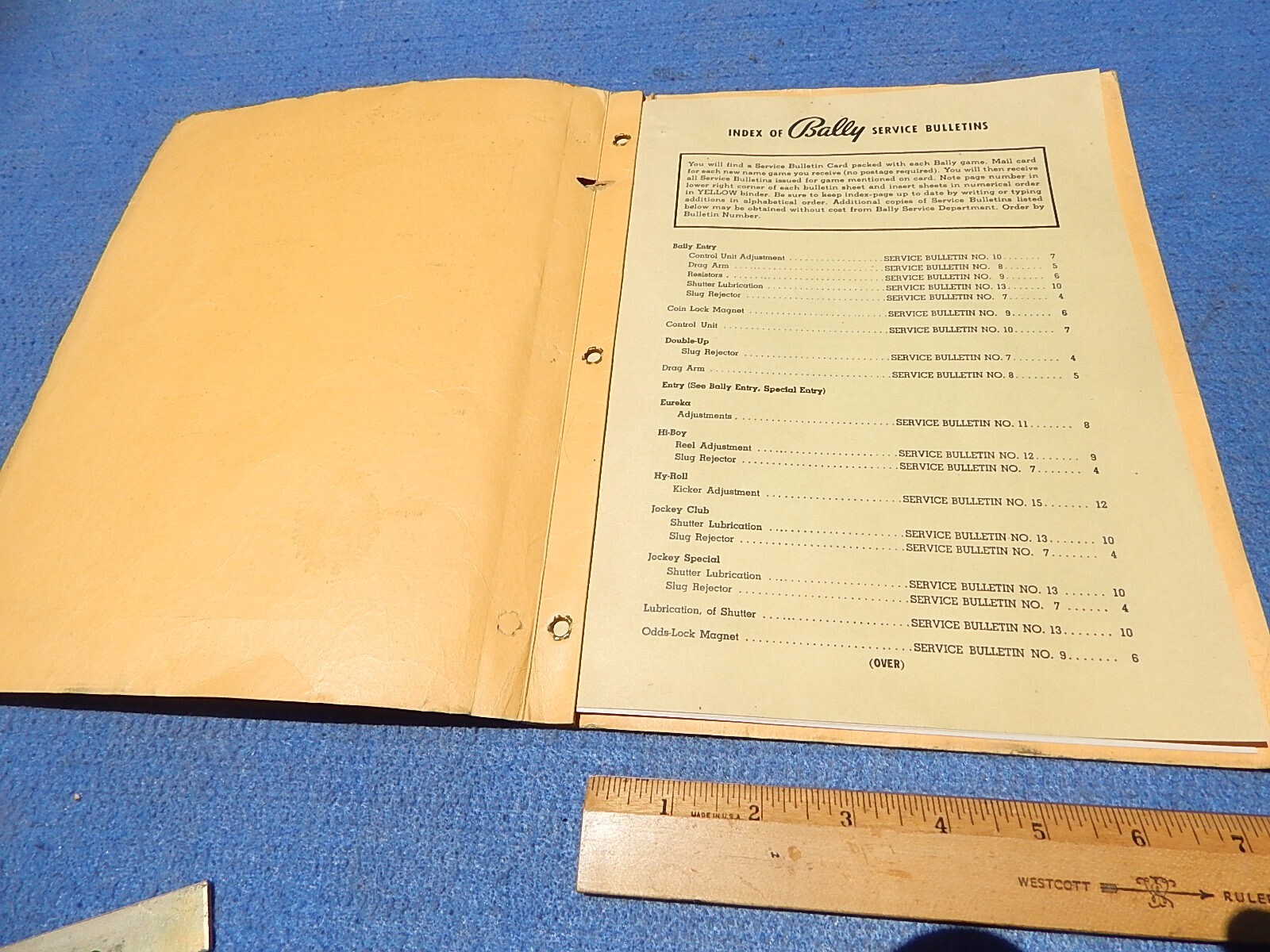 1949 Bally Folder: Service Bulletins (plus 4 inserted sheets)