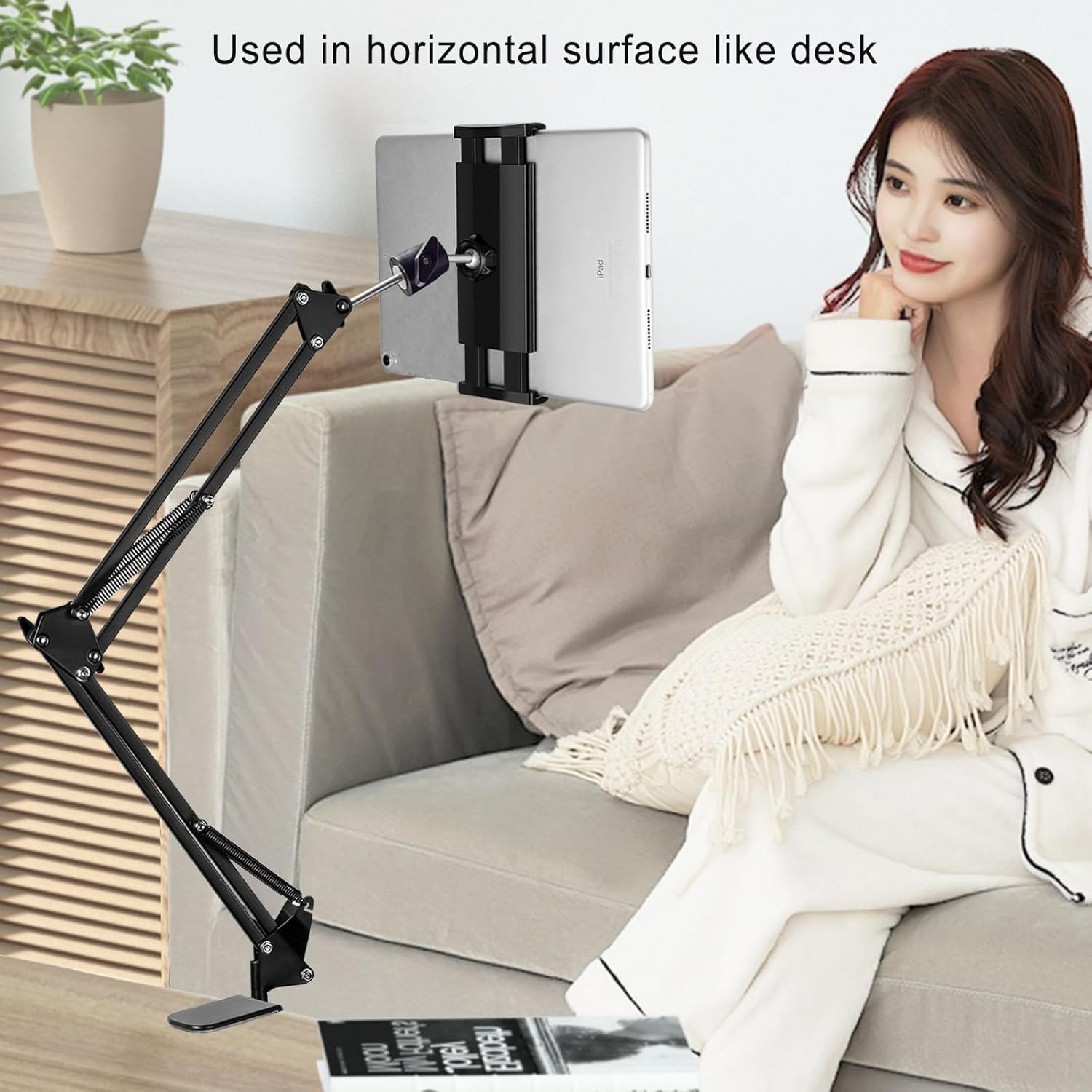 Tablet Stand for Desk Bed, iPad Holder for Bedside Headboard, Foldable
