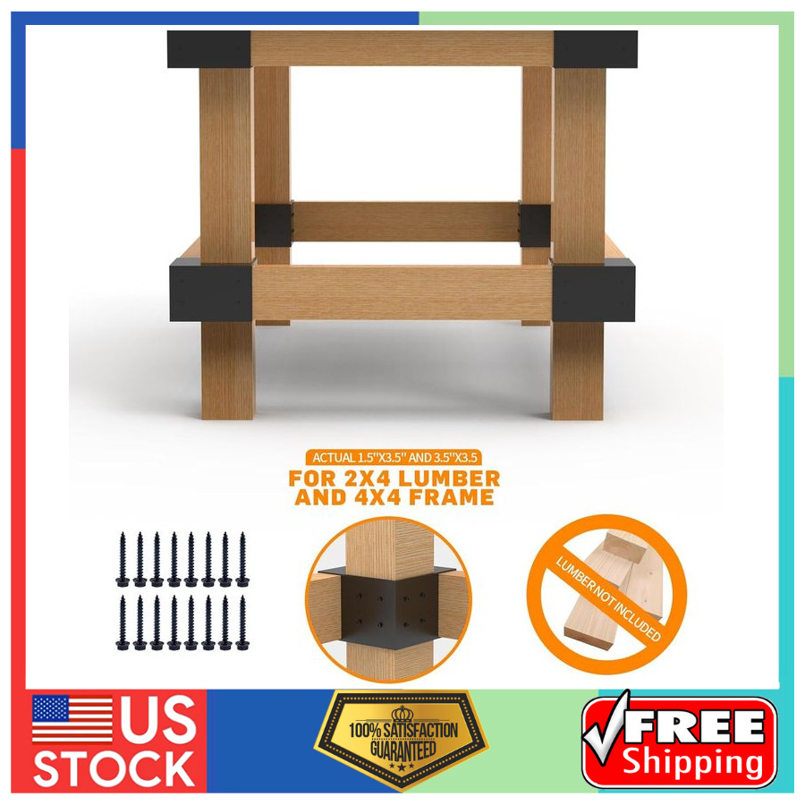 4 Pack Heavy Duty Workbench Bracket Kit for 4x4 2x4 Lumber DIY Garage Table