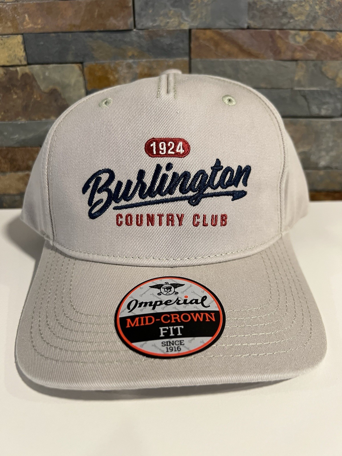 Burlington Country Club Logo SnapBack Adjustable Hat~ Tan ~ NEW