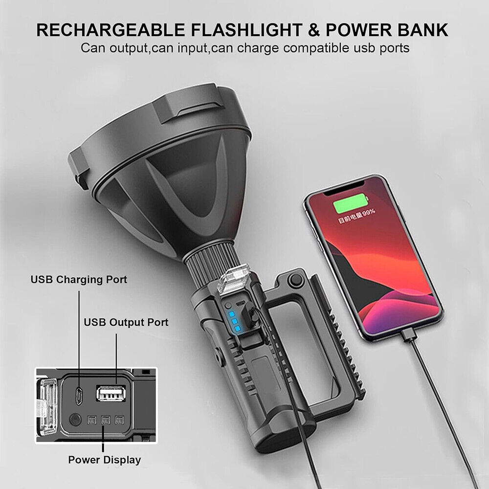 Rechargeable Spotlight 9000000 Lumens Handheld Hunting Flashlight Led Spot light