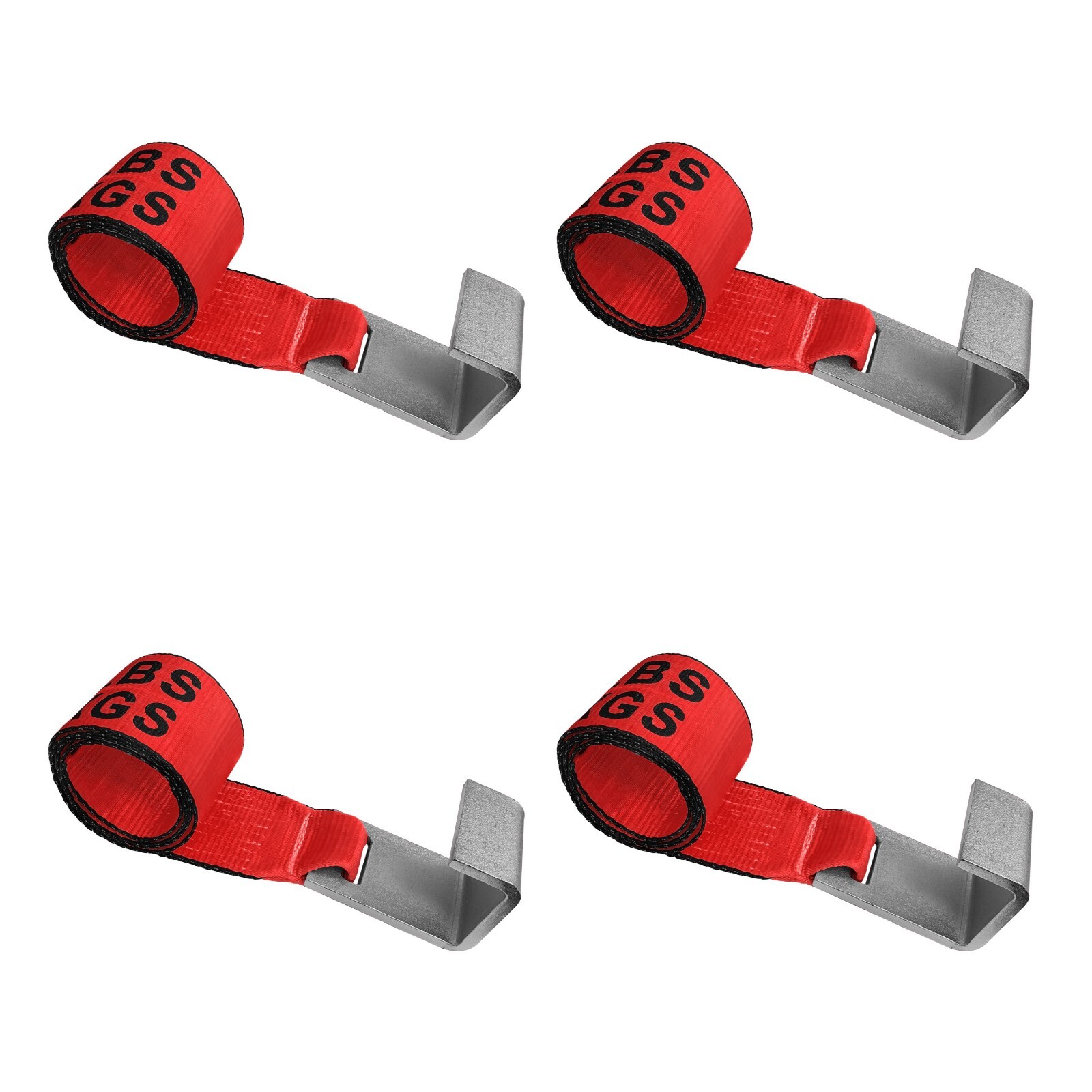 4 Pack USA 4" x 5' Roll Off Container Winch Strap w/ Large Flat Hook for Truck
