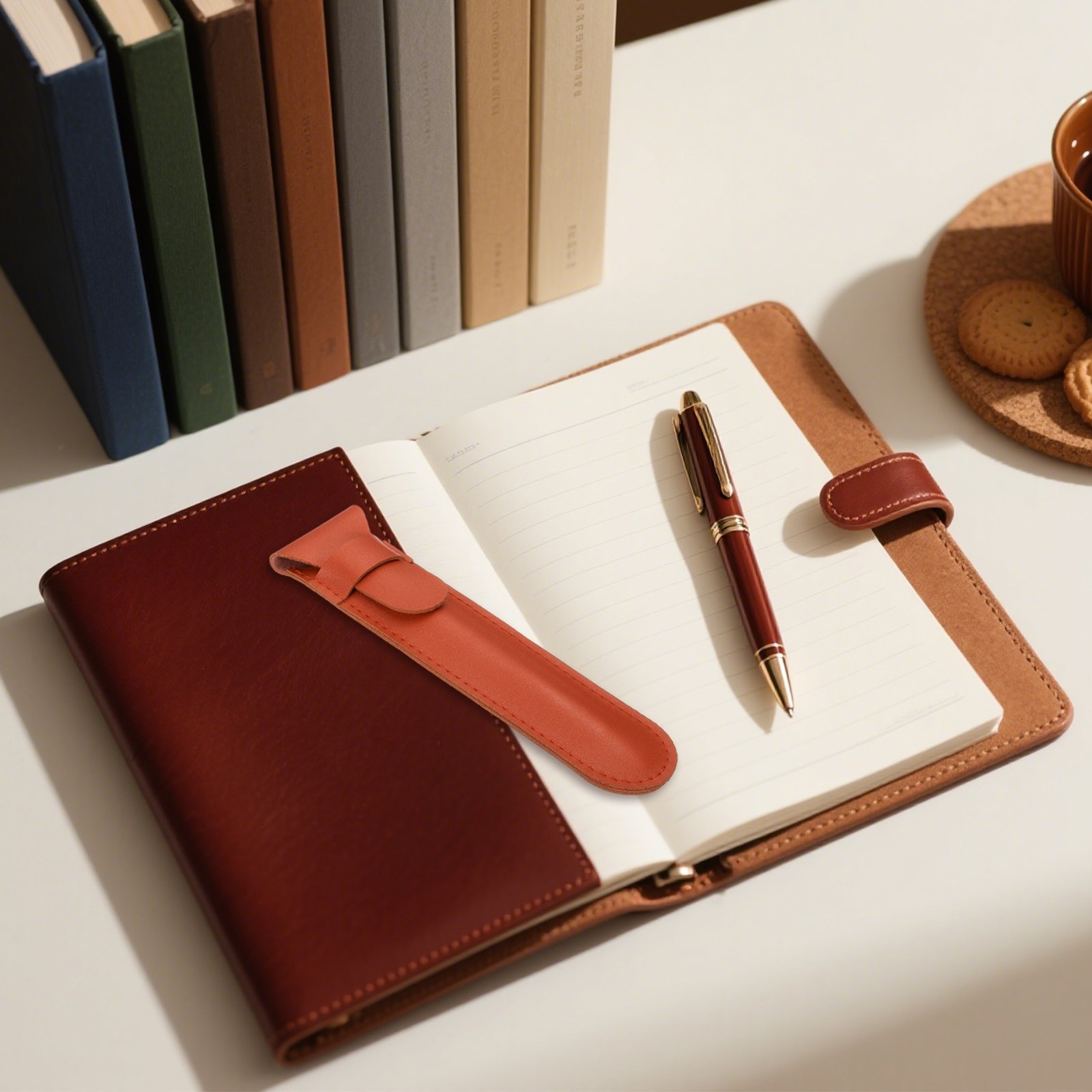 2 Pcs Leather Pen Pouch, Flip Single Pen Case Holder, Black