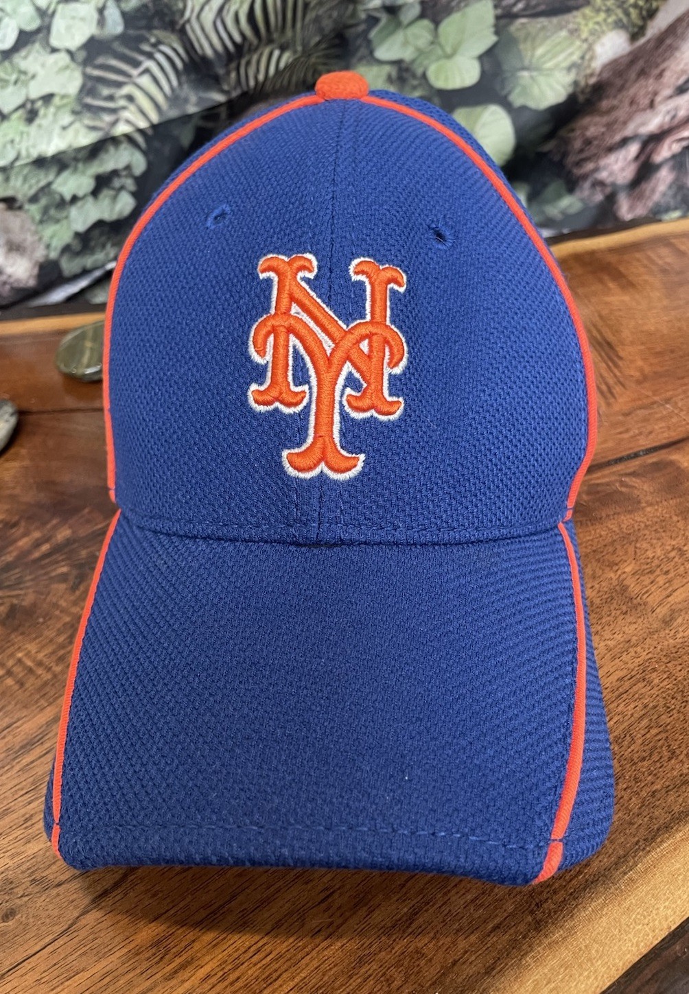 ⁠New Era 39THIRTY New York Mets Hat Small-Medium Blue Orange Diamond Era MLB Cap
