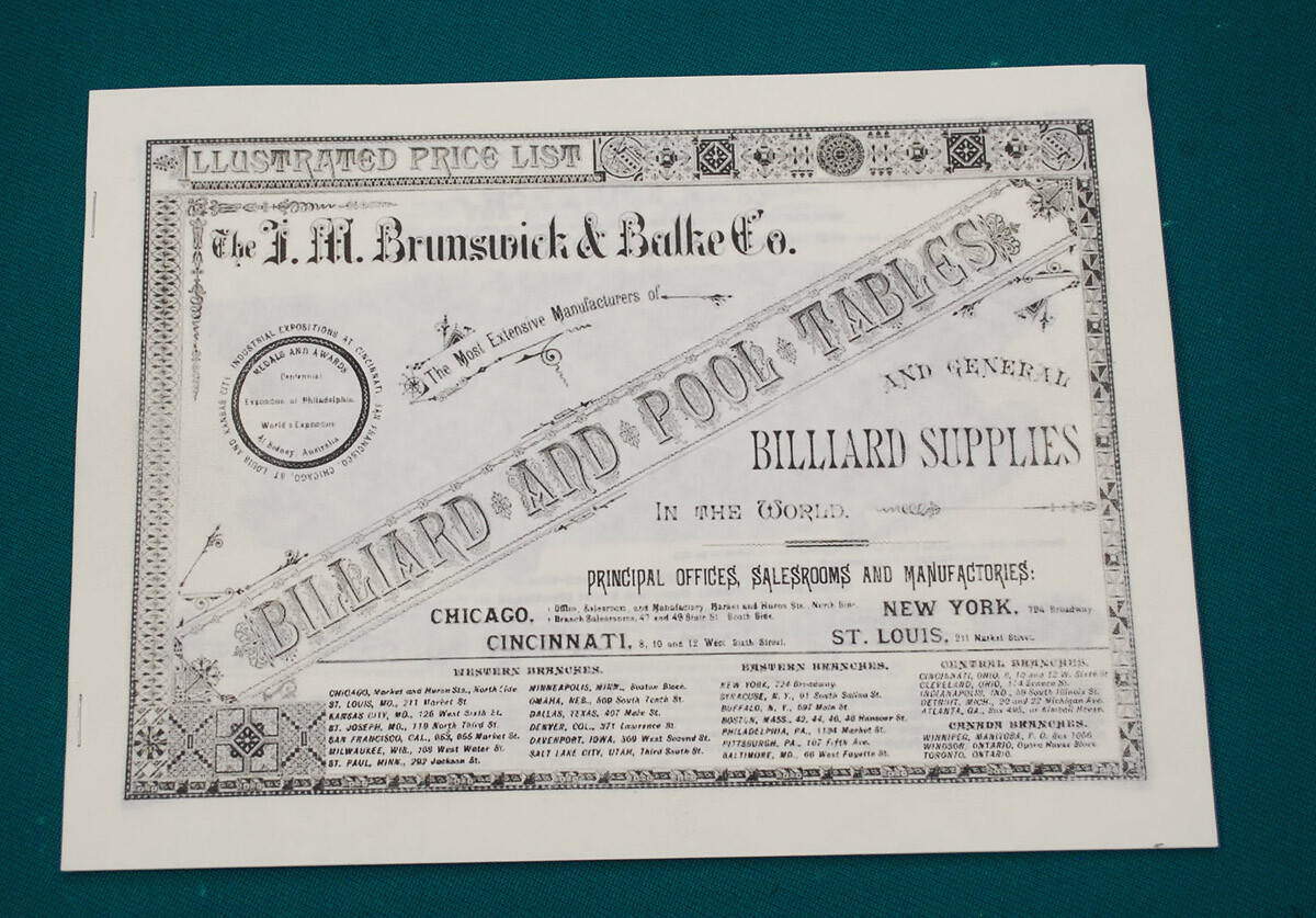 Reproduction of 1882/1883 Brunswick-Balke  "Illustrated Price List"