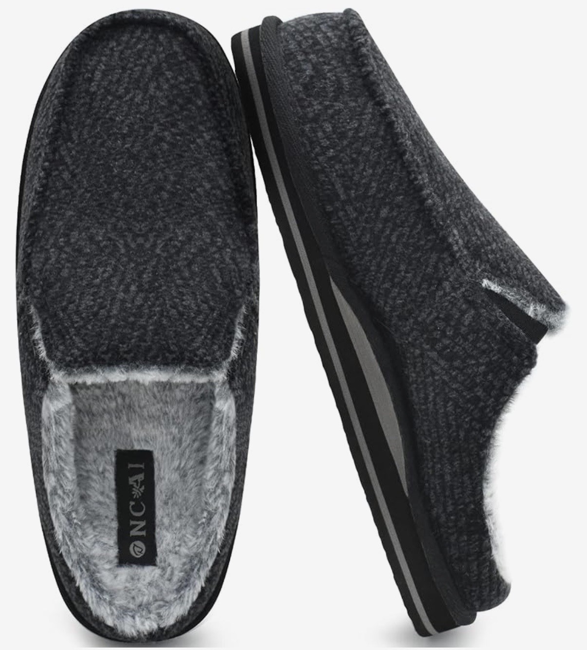 NWOB ONCAI Men’s Sz 11 Gray Faux Fur Memory Foam Indoor Outdoor Slippers