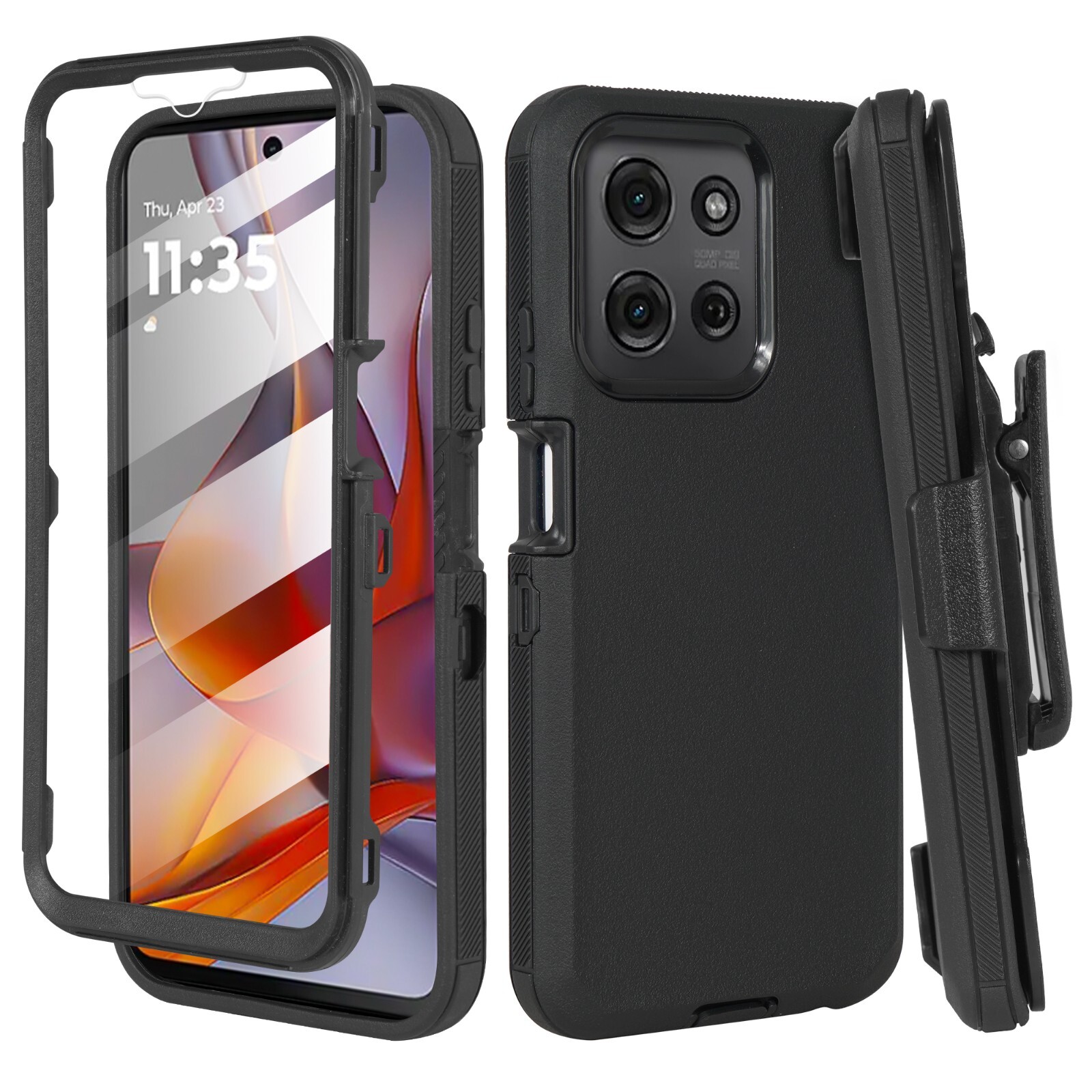 For Motorola G Play 2026 w/ Screen Holster Belt Clip Fits Otterbox Defender Case