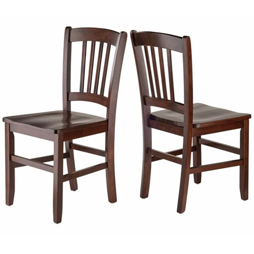 Pemberly Row 17.91" Slat Back Solid Wood Dining Chair in Rich Walnut (Set of 2)