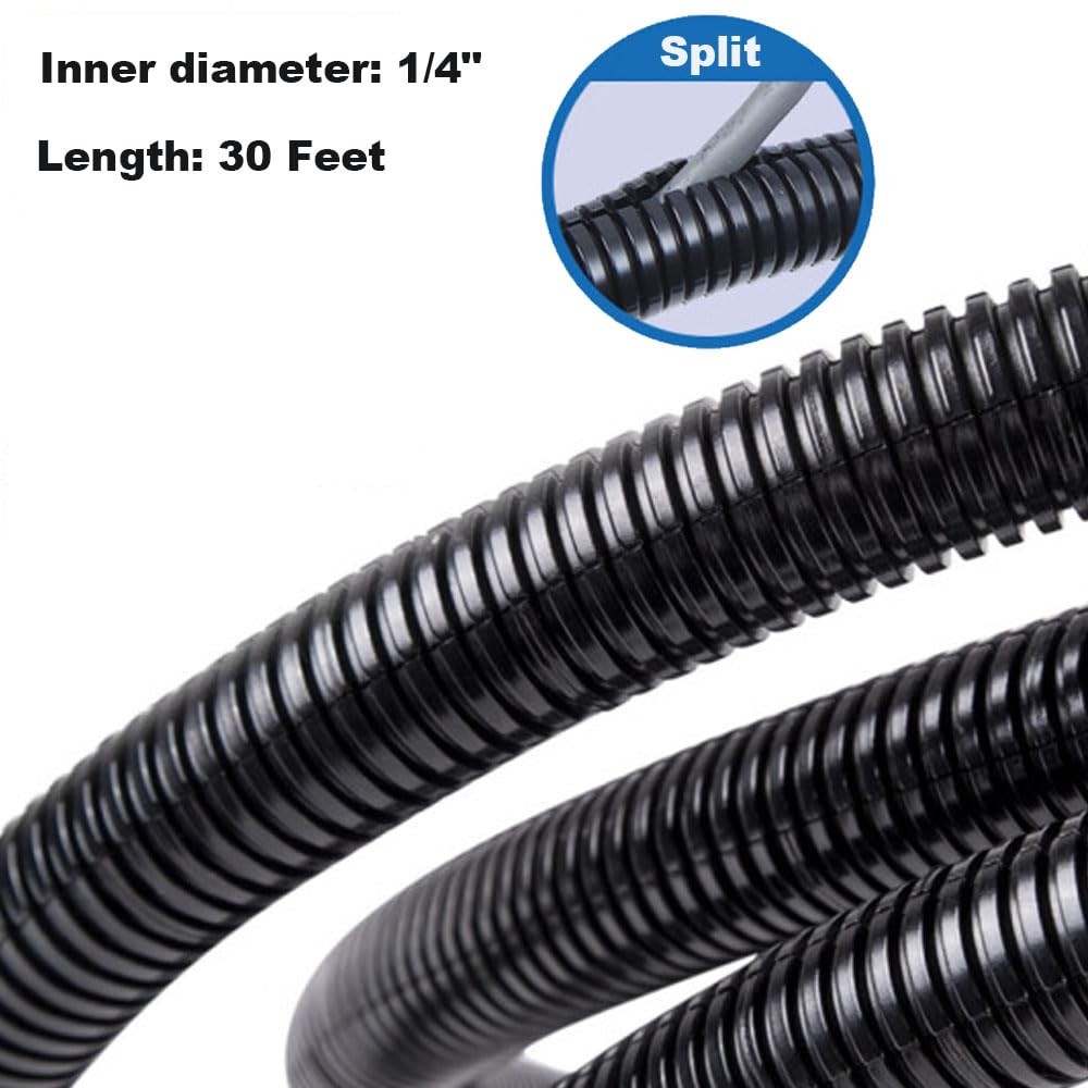 30 FT 1/4” Wire Loom Split Tubing,Dog Cat Cord Protector,Split Wire Loom Tubi...