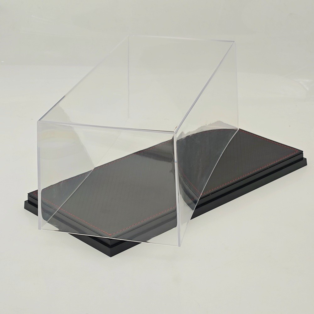 1:18 Acrylic Display Case Carbon Fiber Base Dustproof Collectible Storage Box