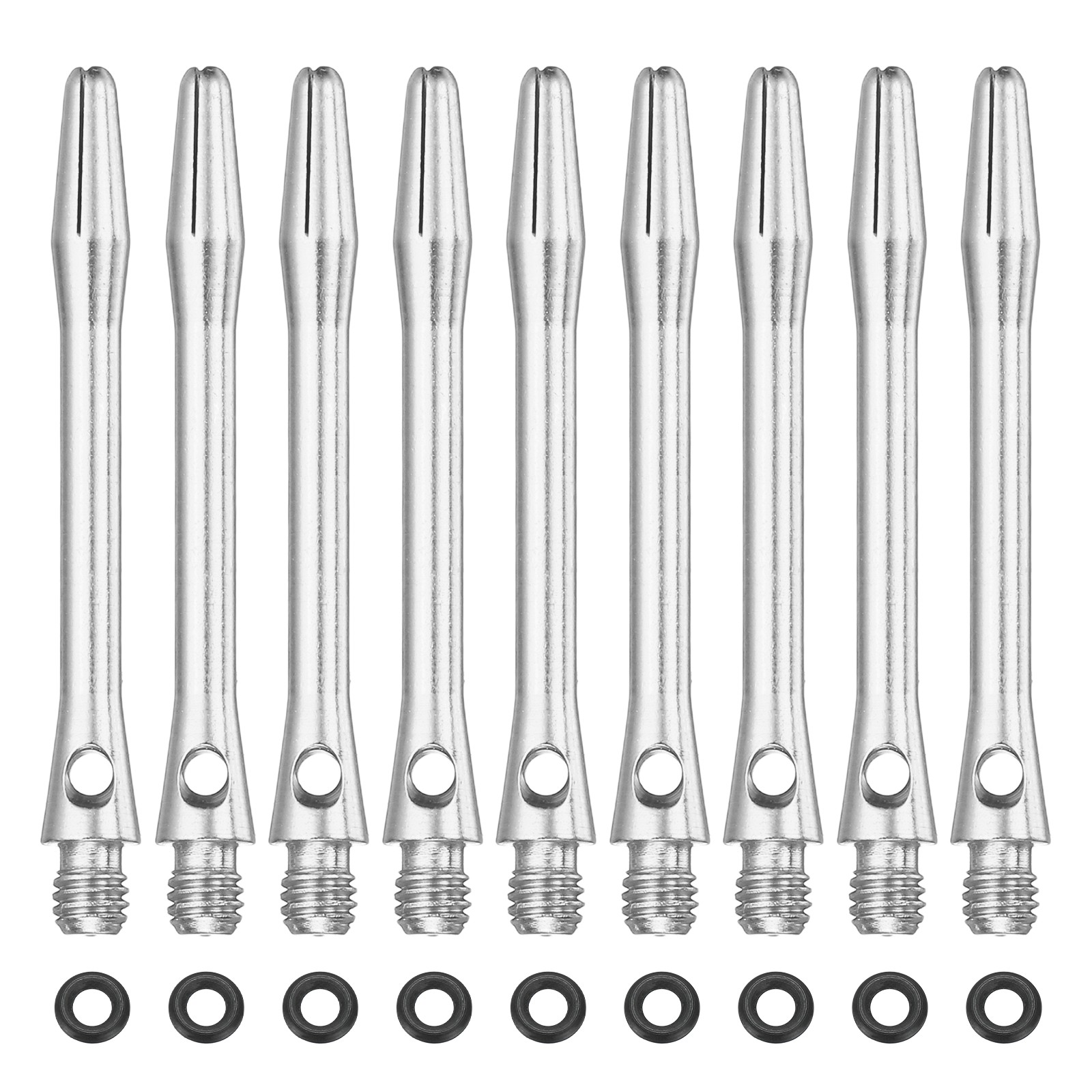 Dart Shafts for Steel Tip with Black Rubber Rings, 45mm & 9 Set & Silver