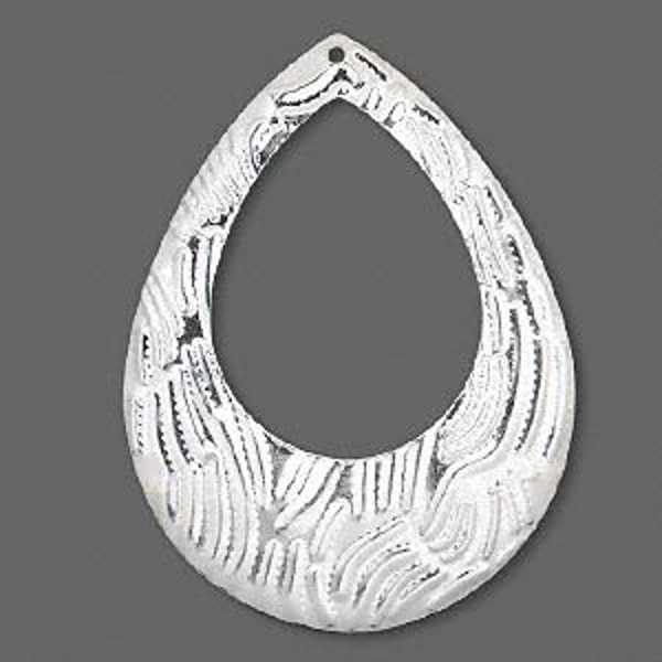 Hoop Teardrop Silver Open Pendant Earring Findings Jewelry Lot of 2