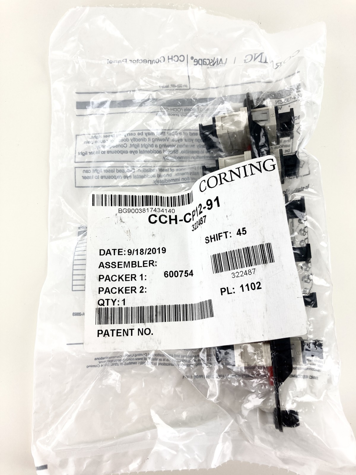 Corning CCH-CP12-91 Fiber Panel, 6 SC Duplex OM1 Multimode 62.5 Adapters