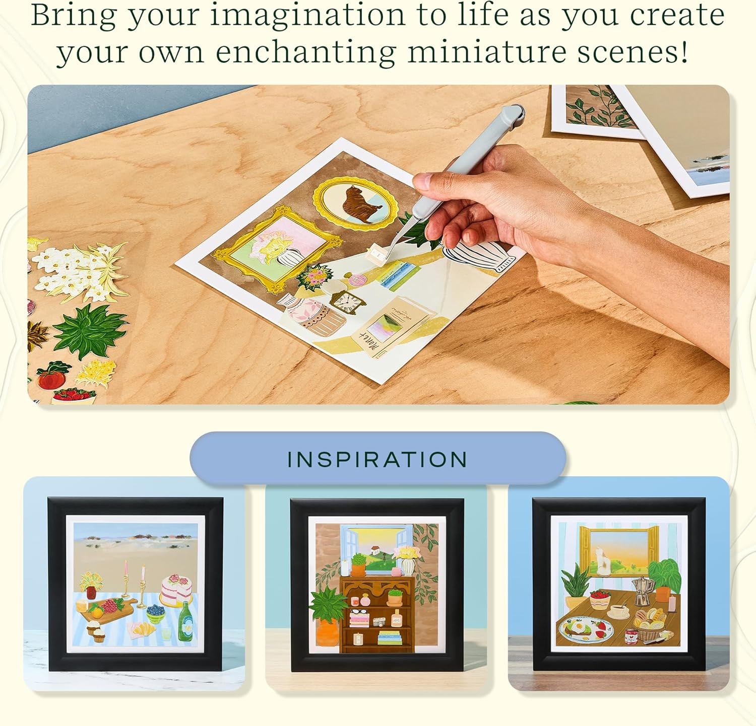 FlowCrafts, Collage Art Kit - Miniature Framed Collages from 6 Scenic Backgro...
