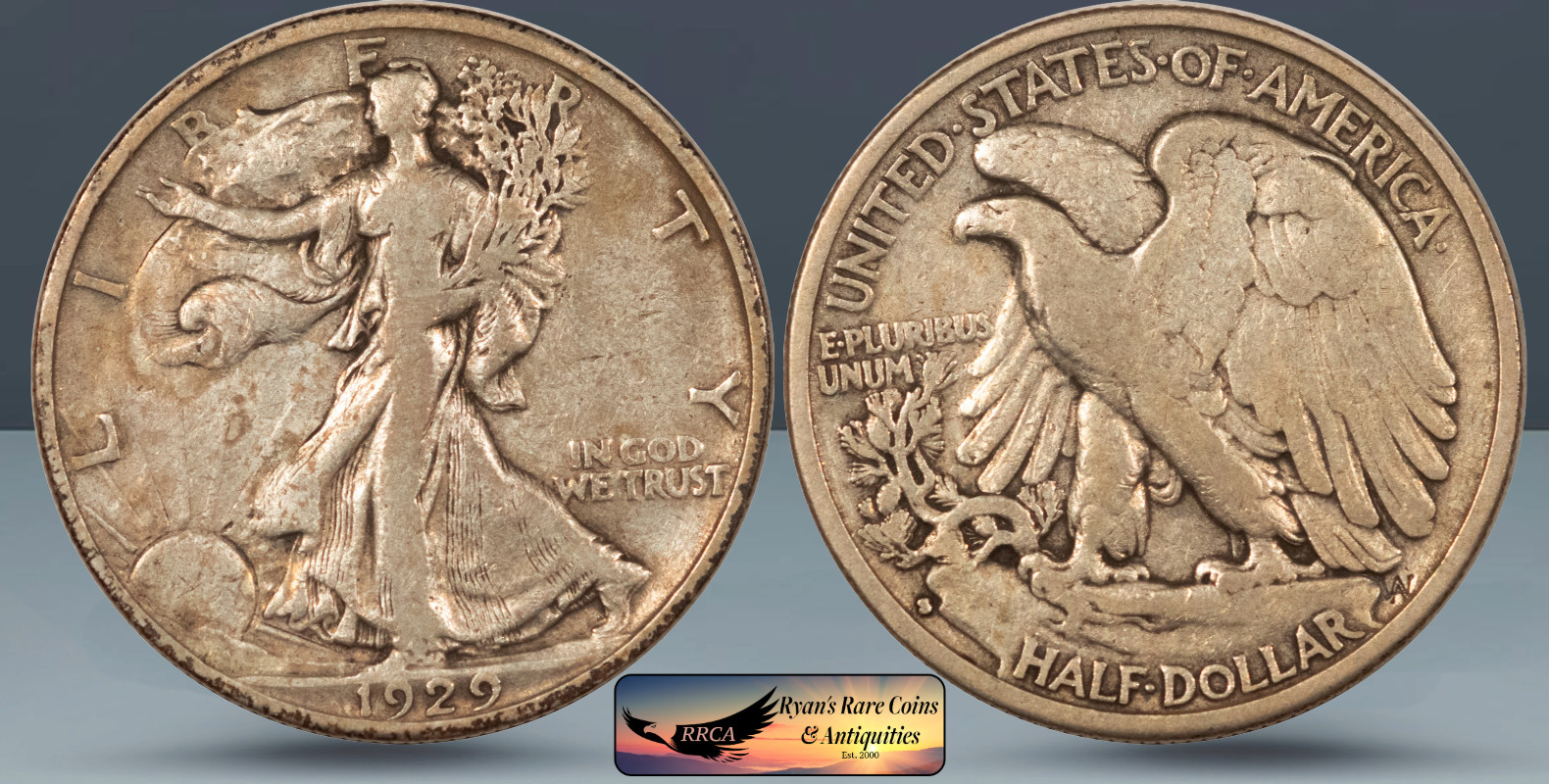 1929 S Walking Liberty Half Dollar, Very Fine Condition, Silver Walker, C8490