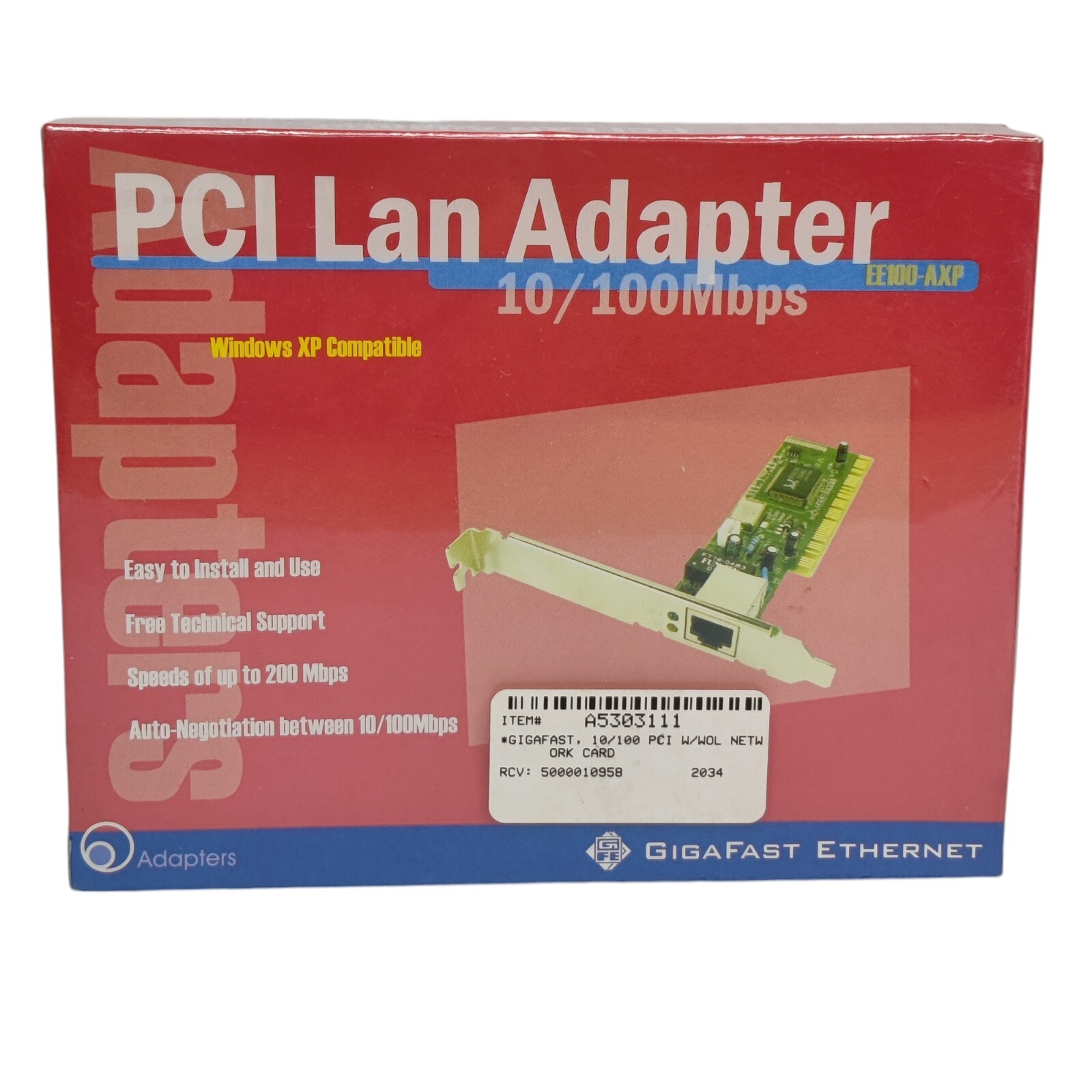 NOS Vintage GigaFast Ethernet PCI Lan Adapter EE100-AXP SEALED