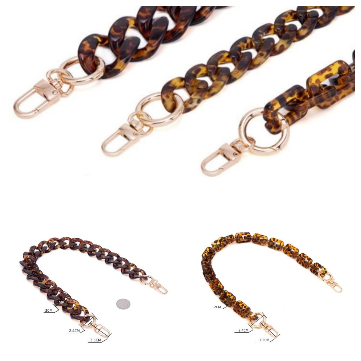 Replacement Leopard Retro Acrylic Purse Chain Strap Crossbody Handbag Bag #G